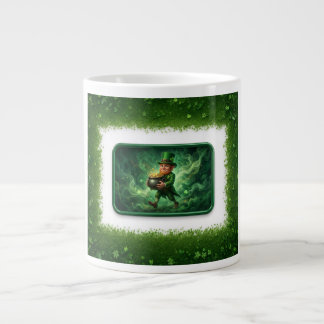 Leprechaun Carrying Pot Of Gold Large Coffee Mug