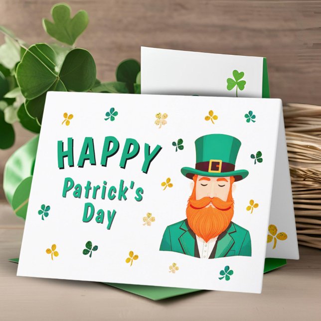 Leprechaun Clover Shamrock Patrick's Day Holiday Card (Creator Uploaded)