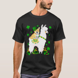 Leprechaun Corgi Dog Riding Llama St Patricks Day T-Shirt