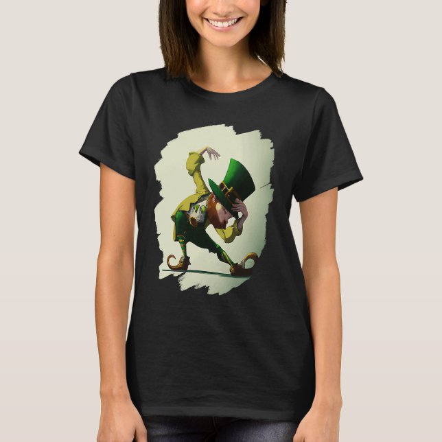 Leprechaun Dabbing Dancing Dance St Patricks Day T-Shirt (Front)