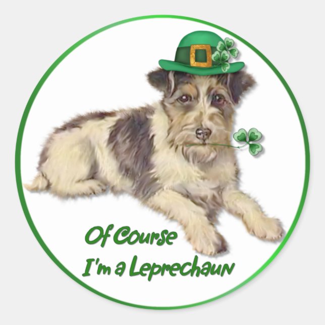 Leprechaun Dog Classic Round Sticker (Front)