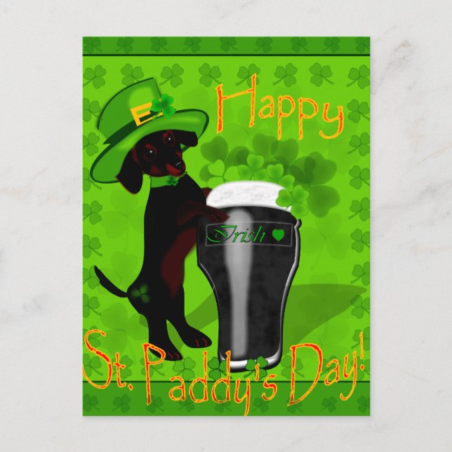 Leprechaun Doxie Postcard (Front)