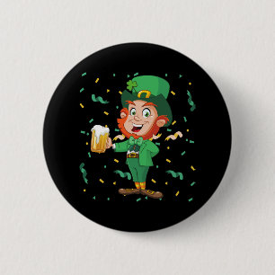 Leprechaun Drinking Beer St. Patrick's Day 2 Inch Round Button