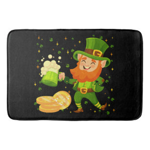 Leprechaun Drinking Beer St. Patrick's Day Bath Mat