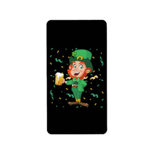 Leprechaun Drinking Beer St. Patrick's Day Label