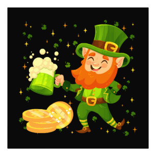 Leprechaun Drinking Beer St. Patrick's Day Photo Print