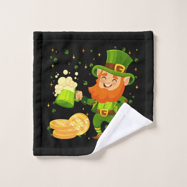 Leprechaun Drinking Beer St. Patrick's Day Wash Cloth (Wash Cloth)