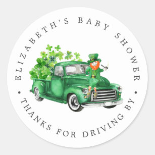 Leprechaun   Drive-By Baby Shower Thank You Favour Classic Round Sticker