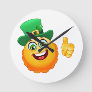 leprechaun emoji round clock