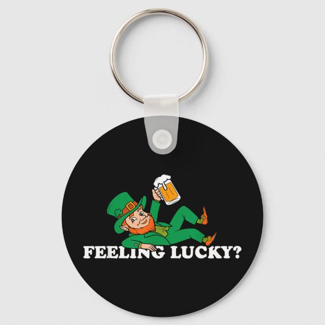 Leprechaun feeling lucky st patrick's day  keychain (Front)