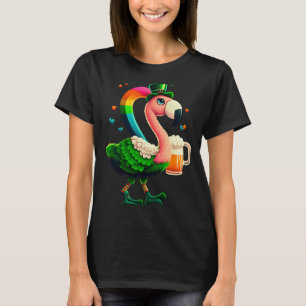 Leprechaun Flamingo Beer Irish Flamingo St Patrick T-Shirt