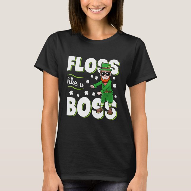 Leprechaun Floss Like A Boss St Patricks Day Boys  T-Shirt (Front)
