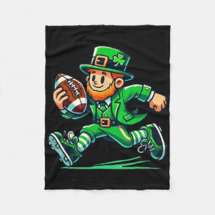 Leprechaun Football St Patricks Day Player Boys Me Fleece Blanket