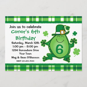 Leprechaun Frog Birthday Party Invitation