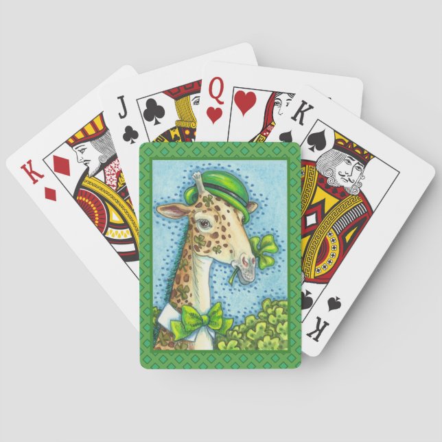LEPRECHAUN GIRAFFE, COLORFUL ST. PATRICK'S DAY PLAYING CARDS (Back)