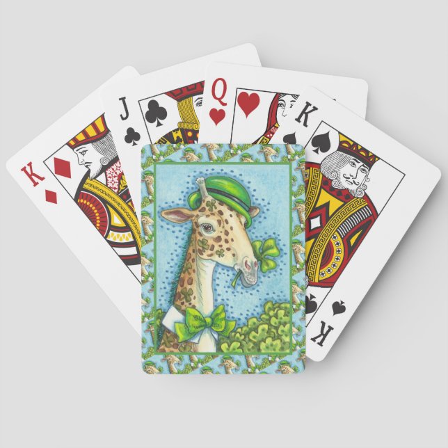 LEPRECHAUN GIRAFFE, COLORFUL ST. PATRICK'S DAY PLAYING CARDS (Back)