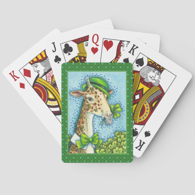LEPRECHAUN GIRAFFE, COLORFUL ST. PATRICK'S DAY PLAYING CARDS (Back)
