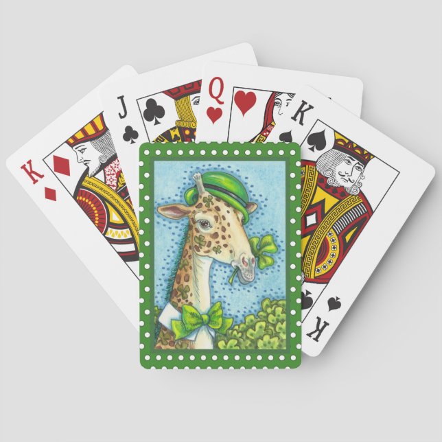 LEPRECHAUN GIRAFFE, COLORFUL ST. PATRICK'S DAY PLAYING CARDS (Back)