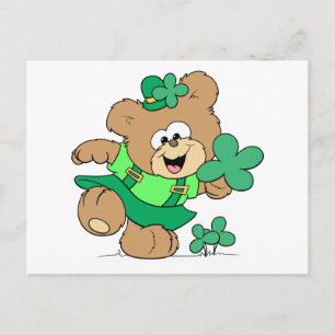 Leprechaun Girl Teddy Bear Postcard