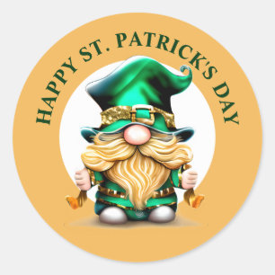 Leprechaun gnome Happy St. Patrick's Day cute fun Classic Round Sticker