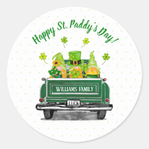Leprechaun Gnome Shamrock Happy St. Paddy's Day Classic Round Sticker