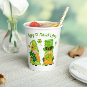 Leprechaun Gnome Shamrocks St. Patrick's Day Paper Cups
