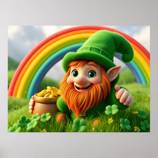 Leprechaun Gnome St. Patrick's Day Shamrock Poster (Front)