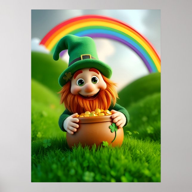 Leprechaun Gnome St. Patrick's Day Shamrock Poster (Front)