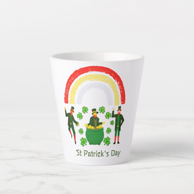 Leprechaun Gold Pot Rainbow St Patrick's Day  Latte Mug (Front)