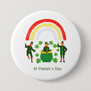 Leprechaun Gold Shamrock Rainbow St Patrick's Day 3 Inch Round Button