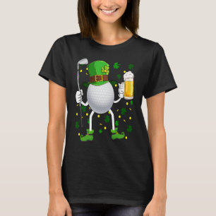 Leprechaun Golf Ball With Stick & Glass Of Beer Pa T-Shirt