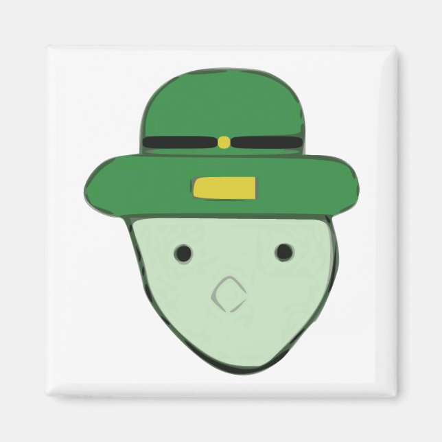 Leprechaun Green Coloured Sketch Meme Magnet (Front)