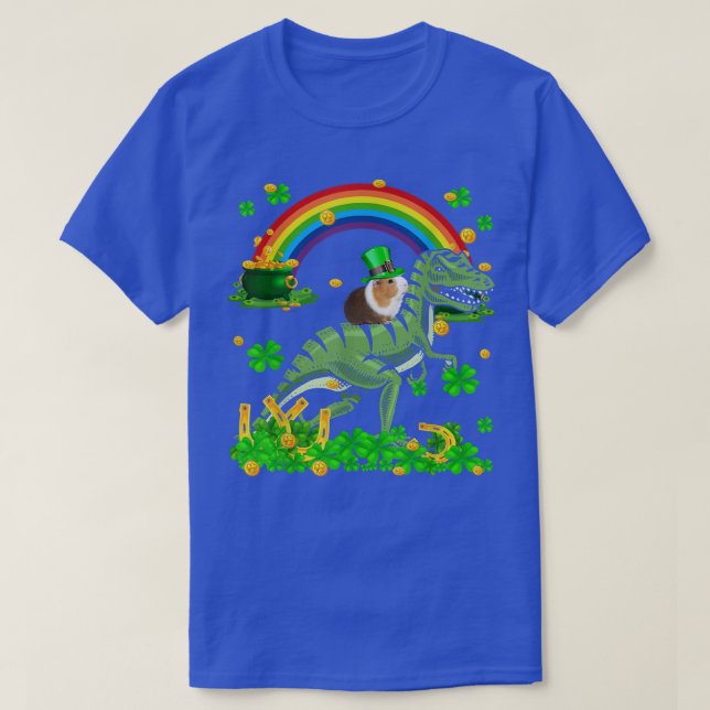 Leprechaun Guinea Pig Riding Tre Patrick's Day Ani T-Shirt (Design Front)