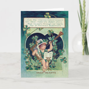 Leprechaun Harp Shamrock Horn Card