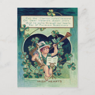 Leprechaun Harp Shamrock Horn Postcard