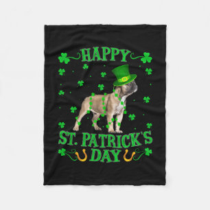 Leprechaun Hat French Bulldog St. Patrick's Day  Fleece Blanket