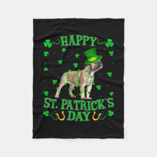 Leprechaun Hat French Bulldog St. Patrick's Day  Fleece Blanket