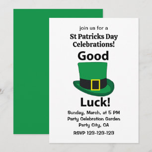 Leprechaun Hat Good Luck St Patricks Day Invitation