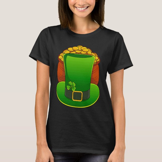 Leprechaun Hat Lucky St Patricks Day T-Shirt (Front)