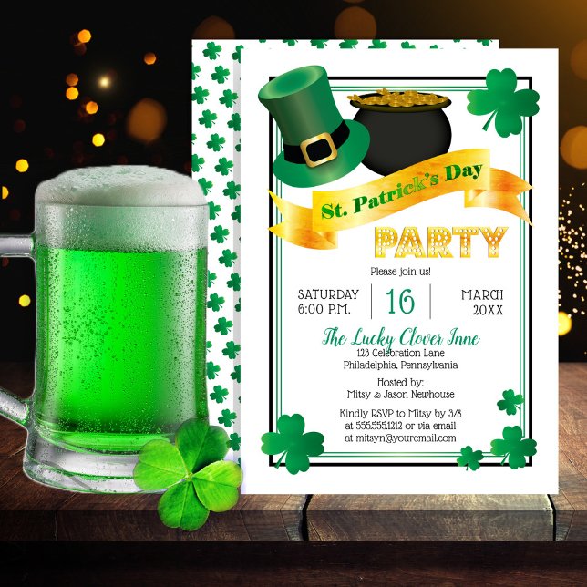 Leprechaun Hat |Pot of Gold St Patrick's Day Party Invitation (Creator Uploaded)