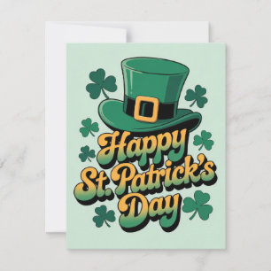 Leprechaun Hat& Shamrocks Happy St. Patrick's Day  Holiday Card