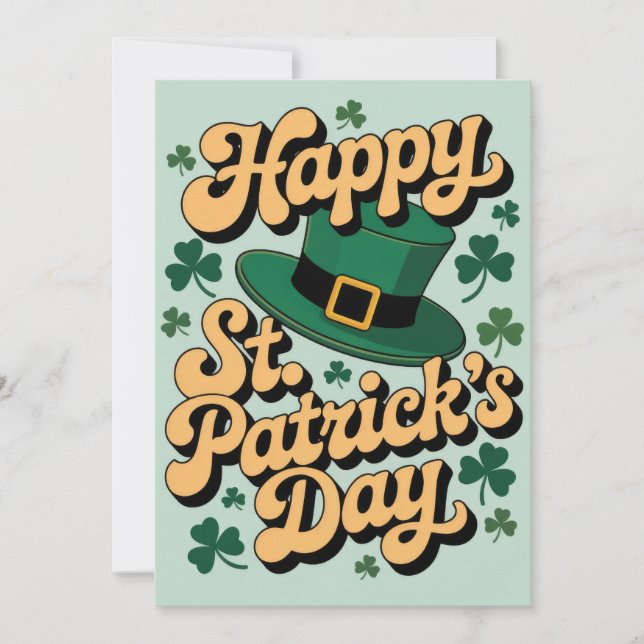 Leprechaun Hat& Shamrocks Happy St. Patrick's Day  Invitation (Front)