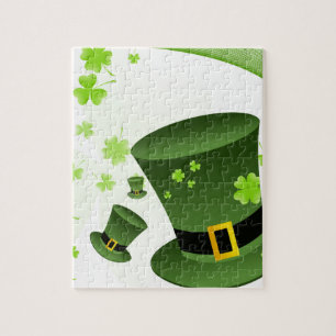 Leprechaun hats with 4 leaf clovers jigsaw puzzle
