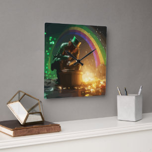 Leprechaun Hideaway Square Wall Clock