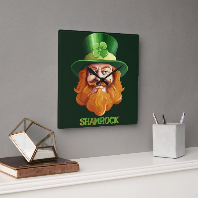 Leprechaun Hideaway Square Wall Clock (Office)