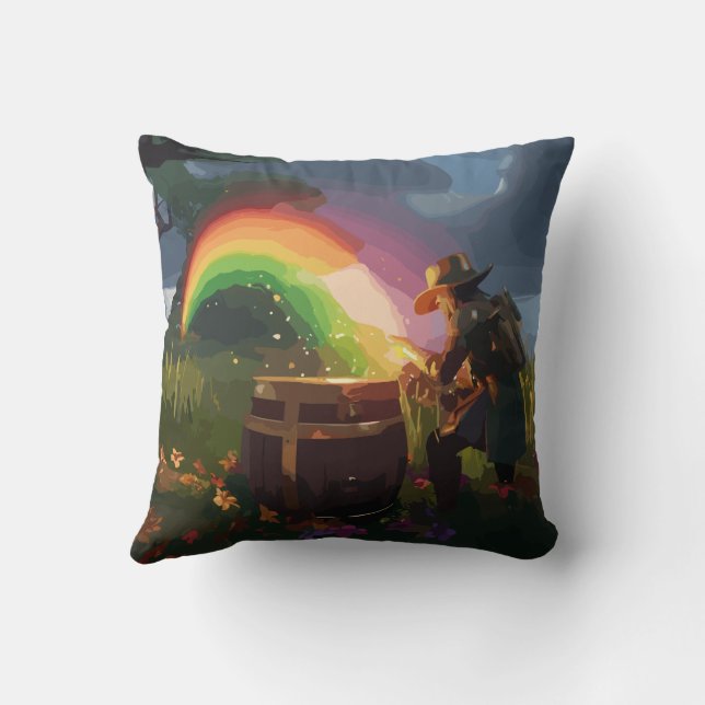 Leprechaun Hideaway Throw Pillow (Back)