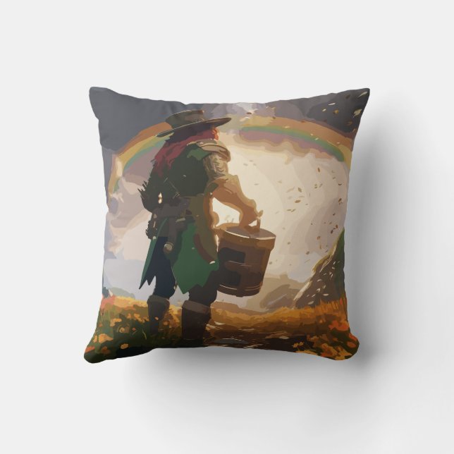 Leprechaun Hideaway Throw Pillow (Back)