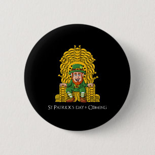 Leprechaun Horse Shoe Throne St Patricks Day Boys 2 Inch Round Button
