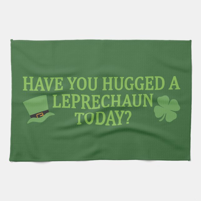 Leprechaun Hug kitchen towel (Horizontal)