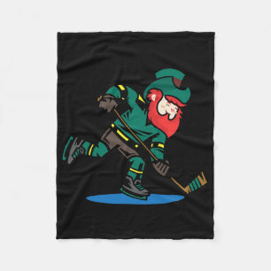 Leprechaun Ice Field Hockey Funny St Patricks Day Fleece Blanket
